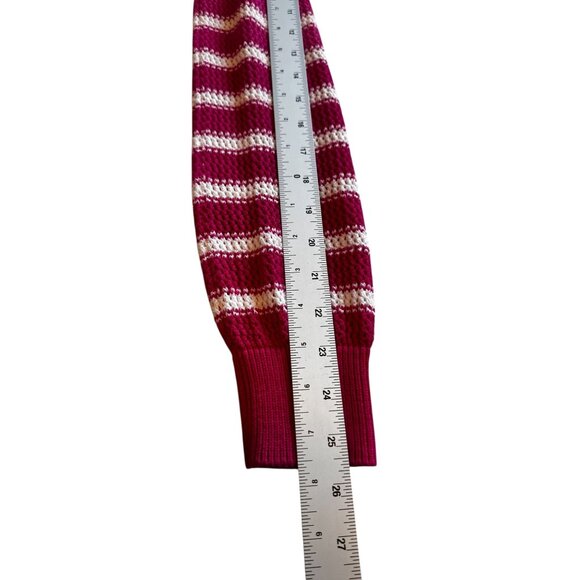 MSGM Milano Women's Knit Cropped Sweater S Pink White Striped Fringe Hem Italy - Picture 7 of 8